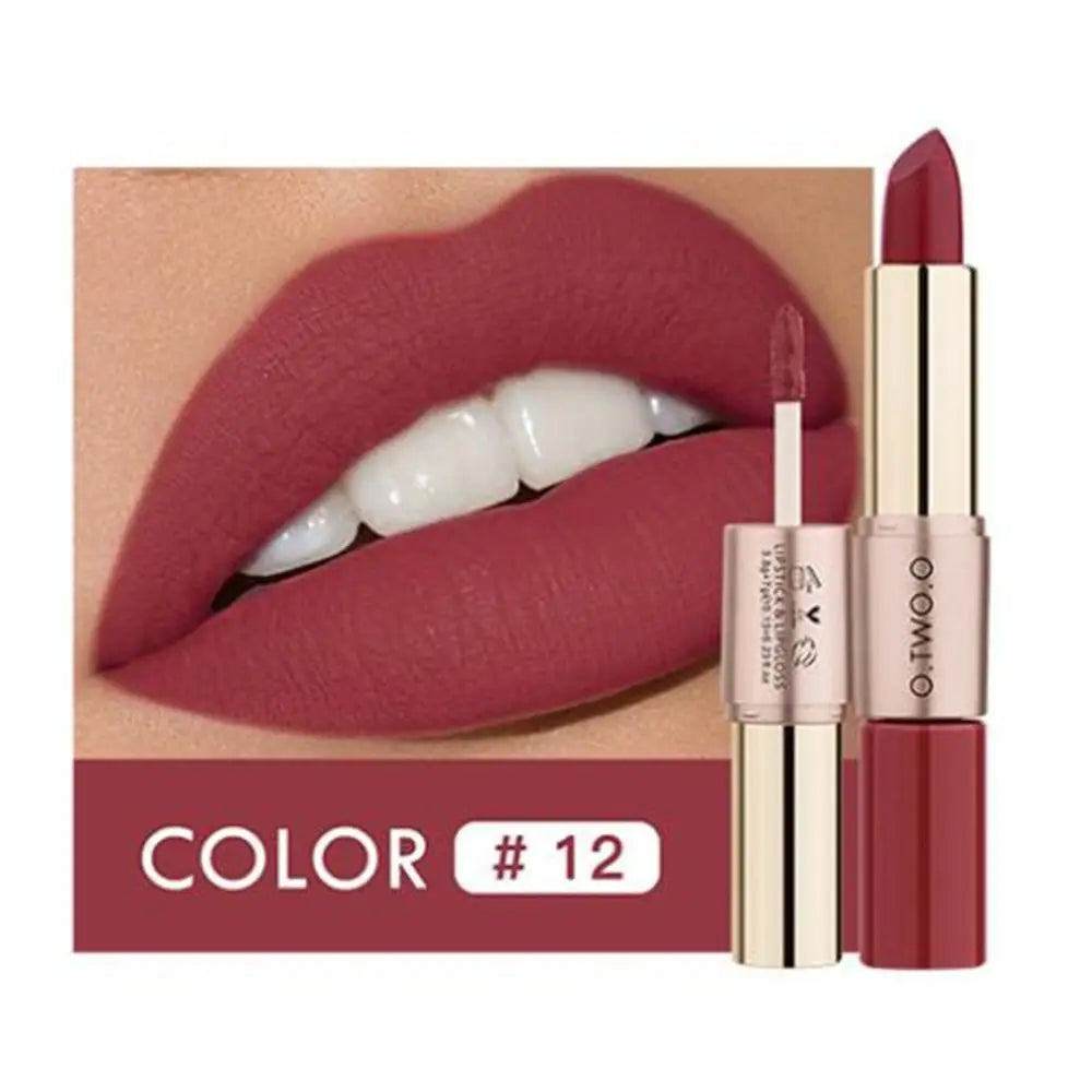 2-in-1 Matte Lipstick & Lip Gloss - Waterproof Dual-Ended Lip Makeup | 11 Stunning Colors
