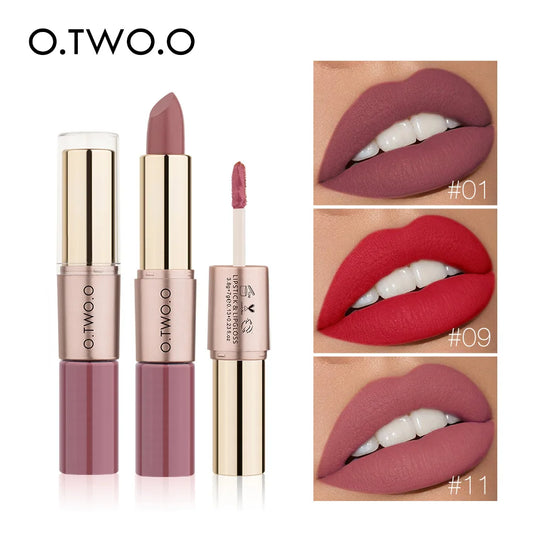 2-in-1 Matte Lipstick & Lip Gloss - Waterproof Dual-Ended Lip Makeup | 11 Stunning Colors