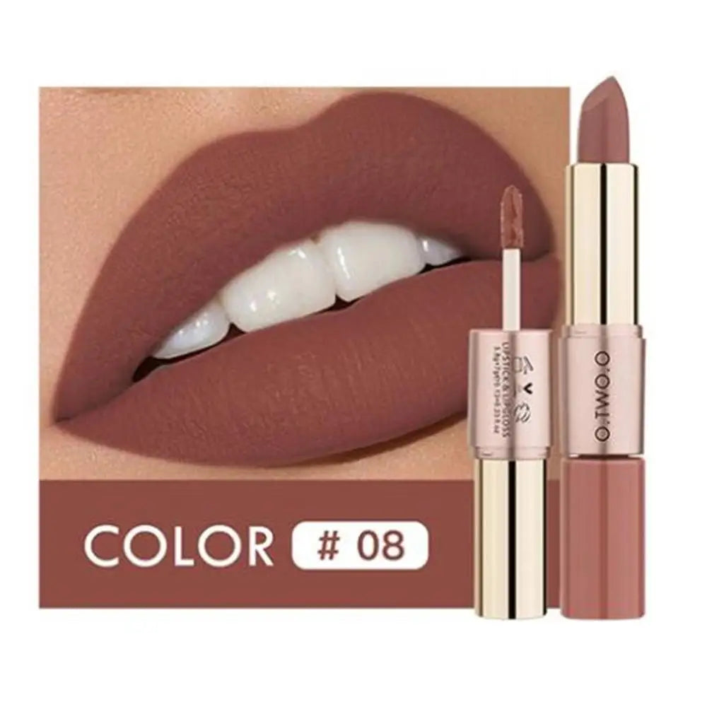 2-in-1 Matte Lipstick & Lip Gloss - Waterproof Dual-Ended Lip Makeup | 11 Stunning Colors