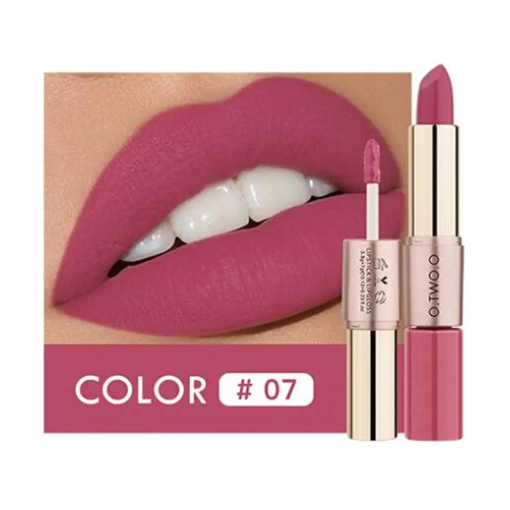 2-in-1 Matte Lipstick & Lip Gloss - Waterproof Dual-Ended Lip Makeup | 11 Stunning Colors