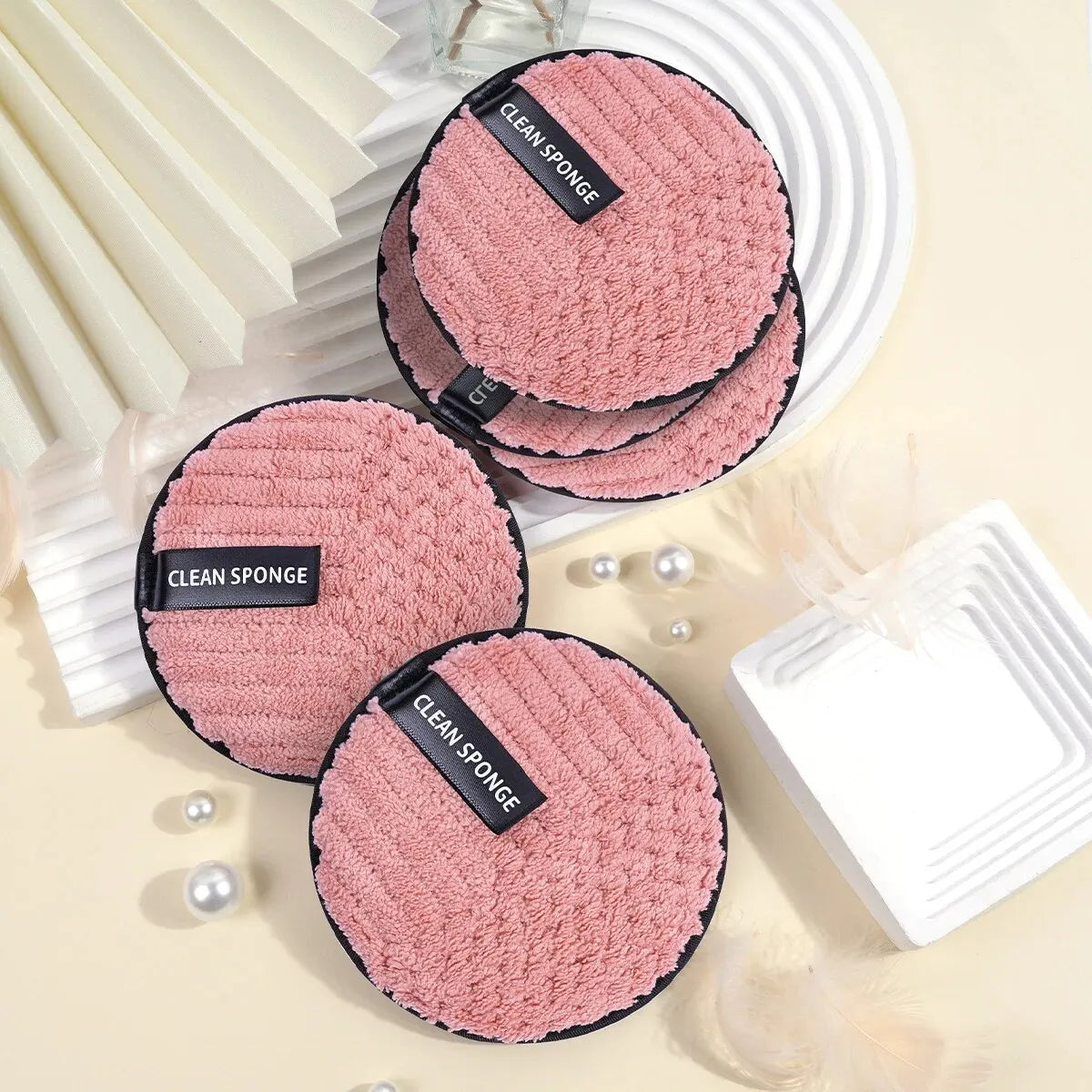 5 Piece Reusable Makeup Remover Pads - Soft Polyester Facial Cleansing Tool | Eco-Friendly & Gentle